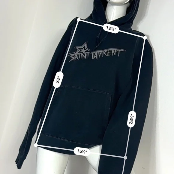SAINT LAURENT STAR LOGO HOODIE, 2019 | BLACK | MEDIUM - Picture 8 of 9